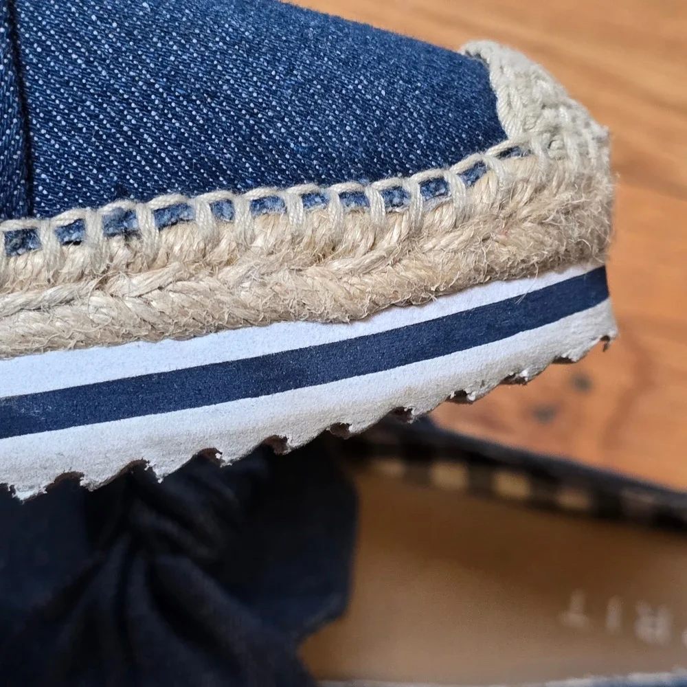 Esprit Hollis Shoe Platform Wedge Espadrille Womens 9 Blue Denim
